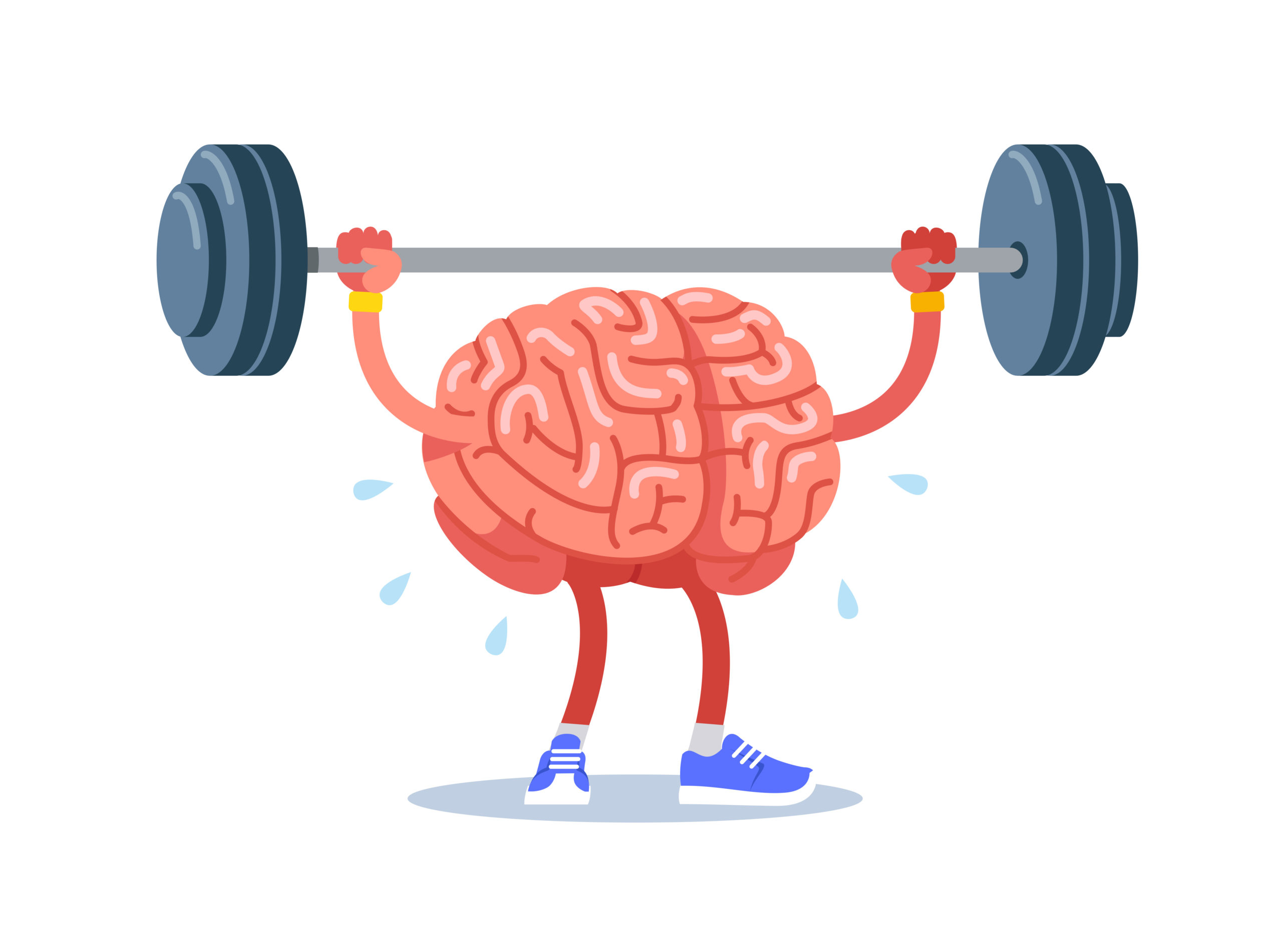 brain lifting weights illustration